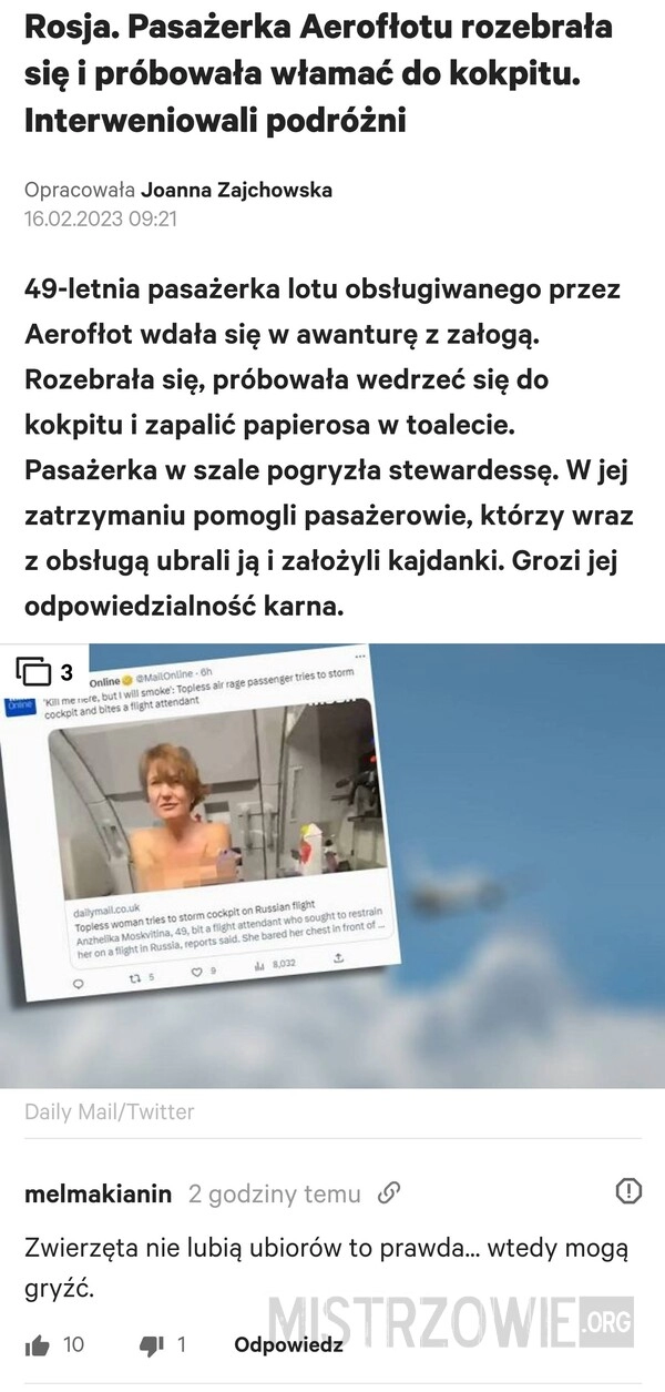 
    Agresywna pasażerka