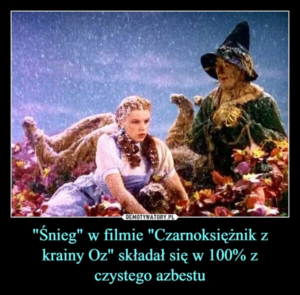 
    "Śnieg" w filmie "Czarnoksiężnik z krainy Oz" składał się w 100% z czystego azbestu