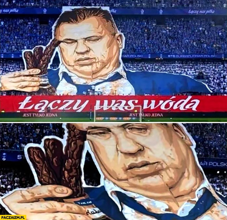 
    Łączy nas wóda wódka Cezary Kulesza PZPN oprawa baner Lech Poznań