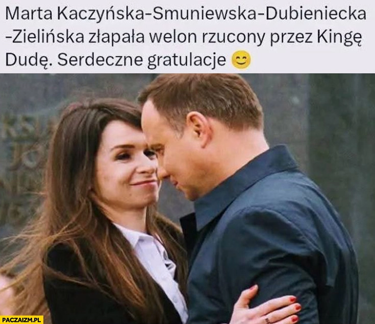 
    Marta Kaczyńska-Smuniewska-Dubieniecka-Zielinska złapała welon rzucony przez Kingę Dudę serdeczne gratulacje