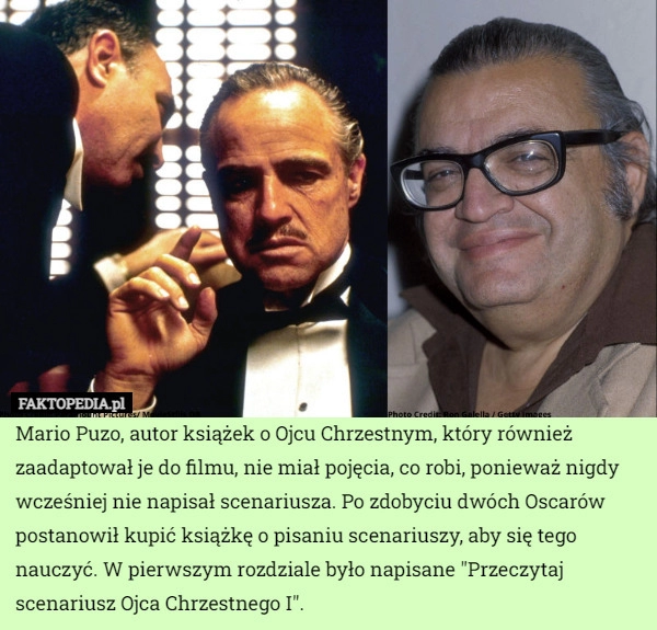 
    Mario Puzo, autor książek o Ojcu Chrzestnym, który również zaadaptował je