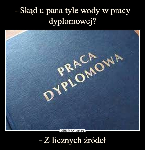 
    - Skąd u pana tyle wody w pracy dyplomowej? - Z licznych źródeł 