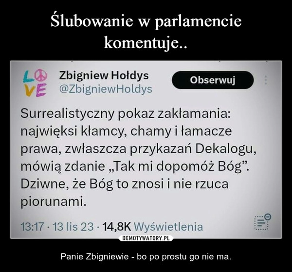 
    Ślubowanie w parlamencie komentuje..