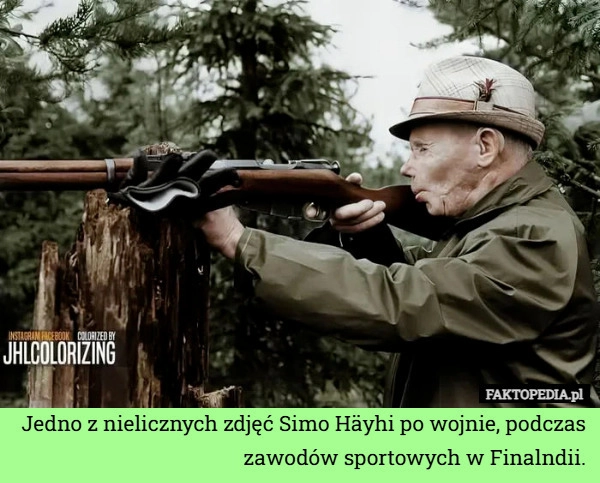 
    Jedno z nielicznych zdjęć Simo Häyhi po wojnie, podczas zawodów sportowych