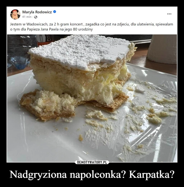 
    Nadgryziona napoleonka? Karpatka?