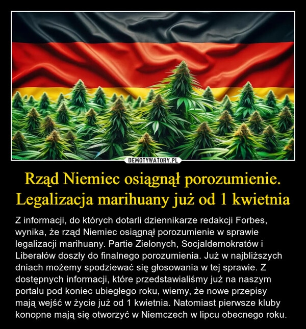 
    Rząd Niemiec osiągnął porozumienie. Legalizacja marihuany już od 1 kwietnia
