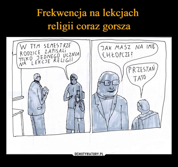 
    Frekwencja na lekcjach 
religii coraz gorsza