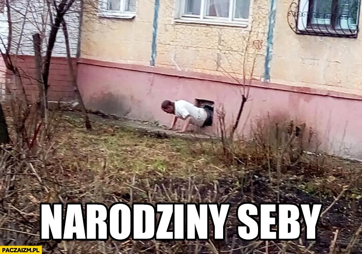 
    Narodziny Seby wychodzi z muru bloku blokowisko