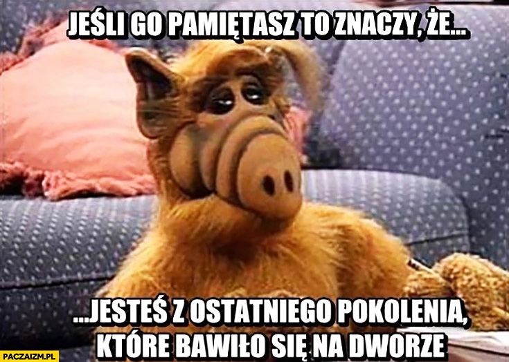 
    Alf jeśli go pamiętasz to znaczy, że jesteś z ostatniego pokolenia które bawiło się na dworze