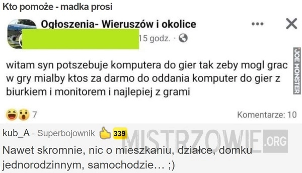 
    Kto pomoże - madka prosi