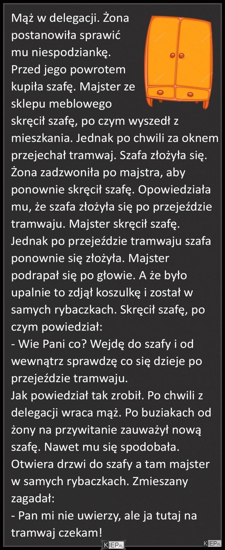 
    Mąż w delegacji. Żona postanowiła sprawić mu niespodziankę...