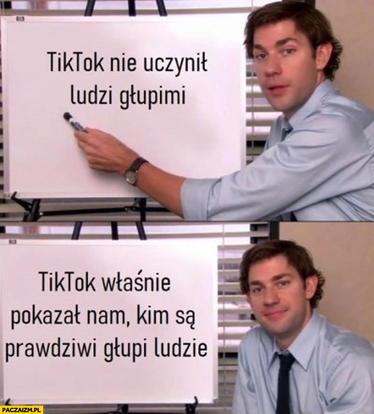 
    Tiktok nie uczynił ludzi głupimi tiktok właśnie pokazał nam kim są prawdziwi głupi ludzie