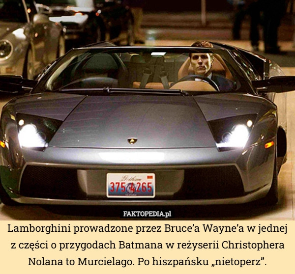 
    Lamborghini prowadzone przez Bruce’a Wayne’a w jednej z części o przygodach