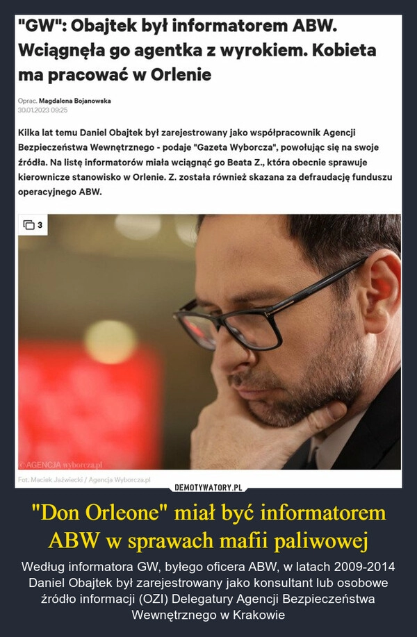 
    "Don Orleone" miał być informatorem ABW w sprawach mafii paliwowej 