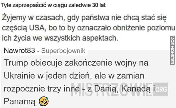 
    Tyle zaprzepaścić w ciągu zaledwie 30 lat