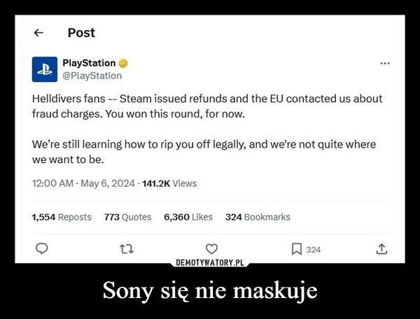 
    Sony się nie maskuje