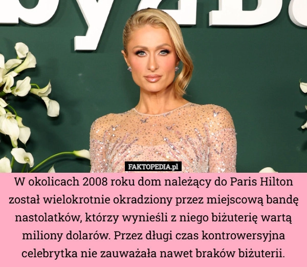 
    W okolicach 2008 roku dom należący do Paris Hilton został wielokrotnie okradziony