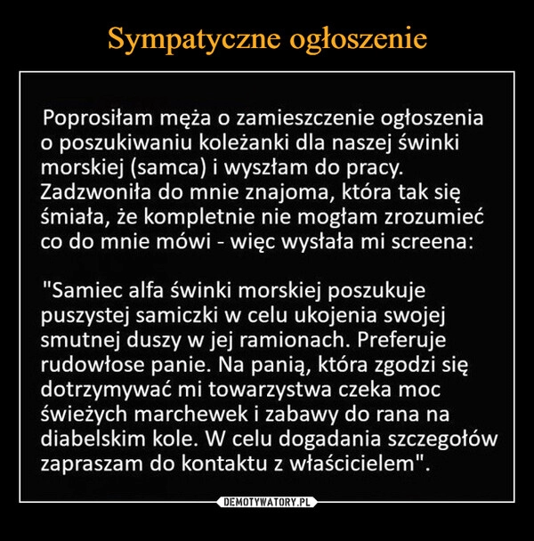 
    Sympatyczne ogłoszenie