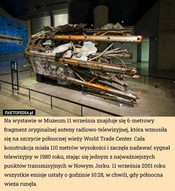 
    Na wystawie w Muzeum 11 września znajduje się 6-metrowy fragment oryginalnej