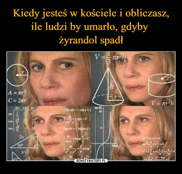 
    Kiedy jesteś w kościele i obliczasz, ile ludzi by umarło, gdyby 
żyrandol spadł