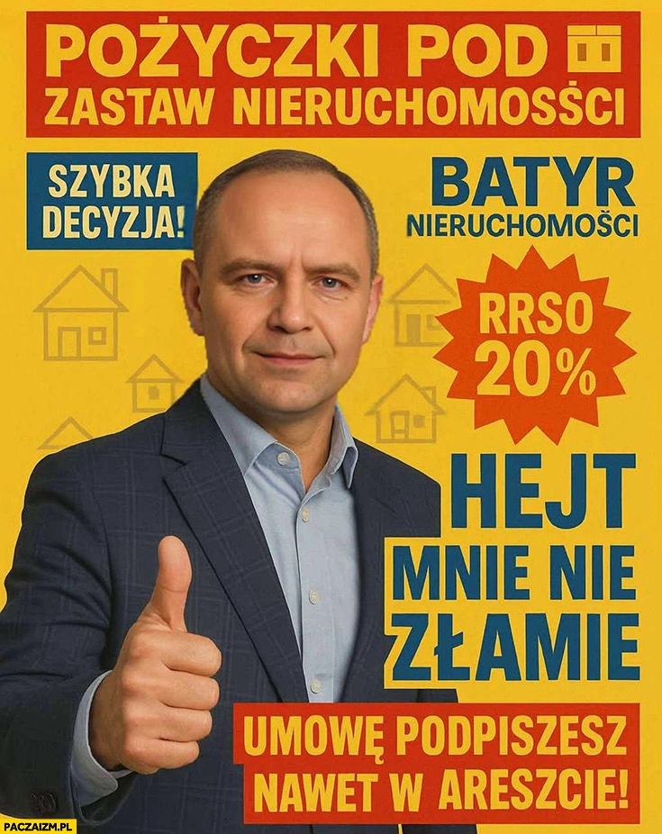 
    Nawrocki Batyr pożyczki pod zastaw nieruchomości szybka decyzja RRSO 20% procent, umowę podpiszesz nawet w areszcie