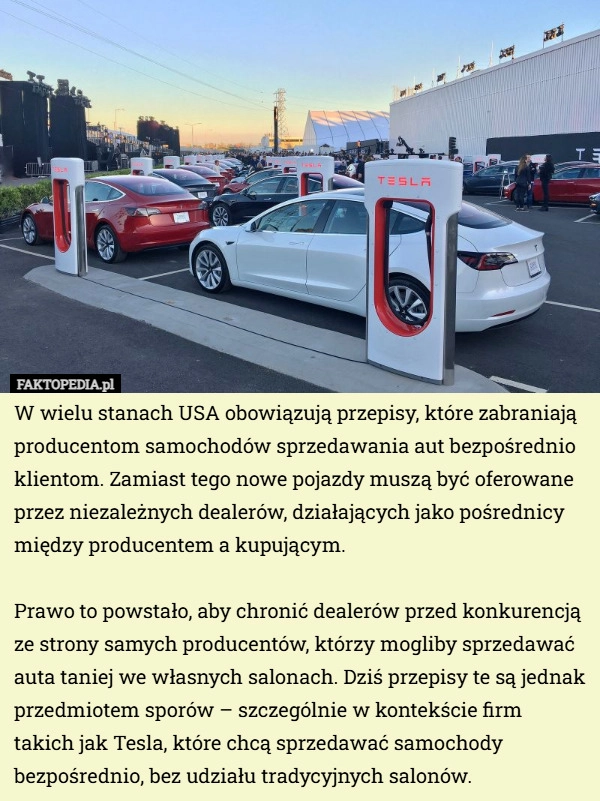 
    W wielu stanach USA obowiązują przepisy, które zabraniają producentom samochodów...