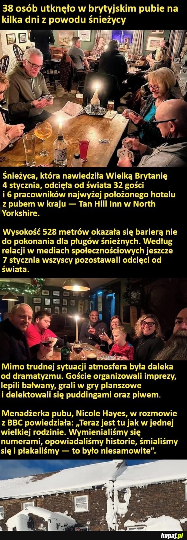 
    38 osób utknęło w brytyjskim pubie na kilka dni z powodu śnieżycy