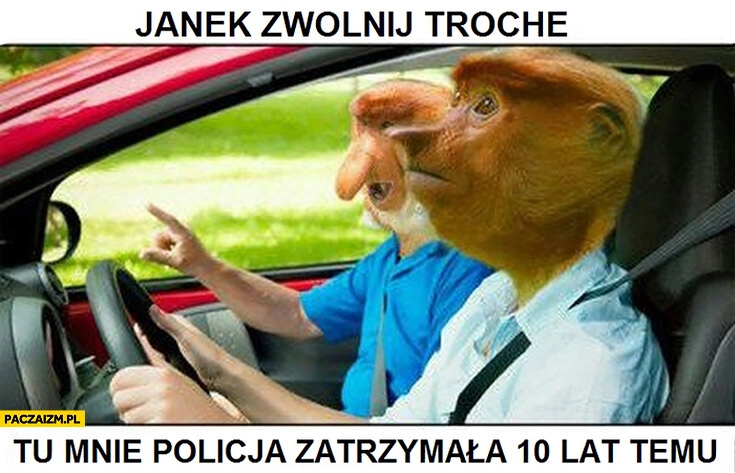 
    Janek zwolnij trochę, tu mnie policja zatrzymała 10 lat temu typowy Polak nosacz małpa