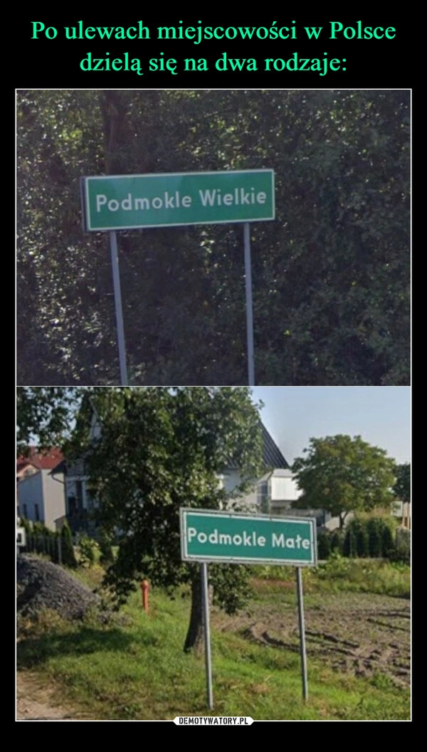 
    Po ulewach miejscowości w Polsce dzielą się na dwa rodzaje: