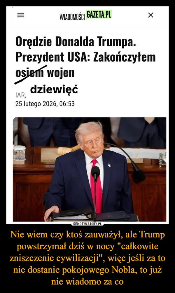 
    Nie wiem czy ktoś zauważył, ale Trump powstrzymał dziś w nocy 