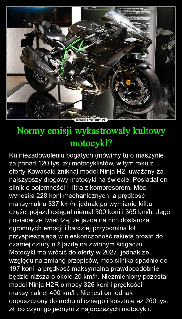 
    Normy emisji wykastrowały kultowy motocykl?