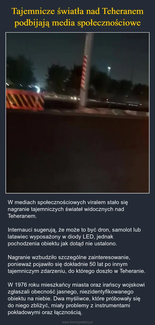 Tajemnicze światła nad Teheranem podbijają media społecznościowe