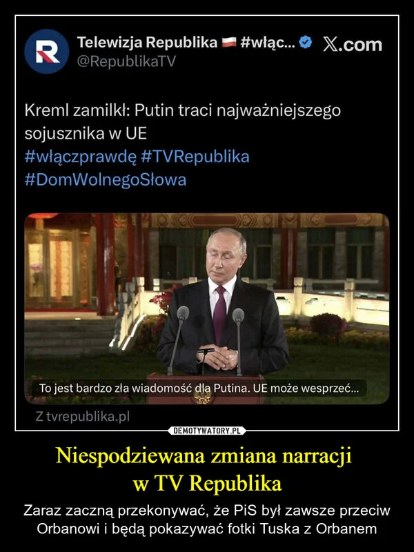 
    Niespodziewana zmiana narracji w TV Republika