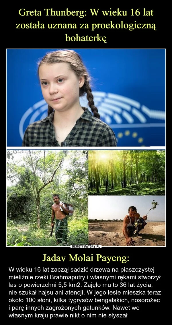 
    Greta Thunberg: W wieku 16 lat została uznana za proekologiczną bohaterkę Jadav Molai Payeng: