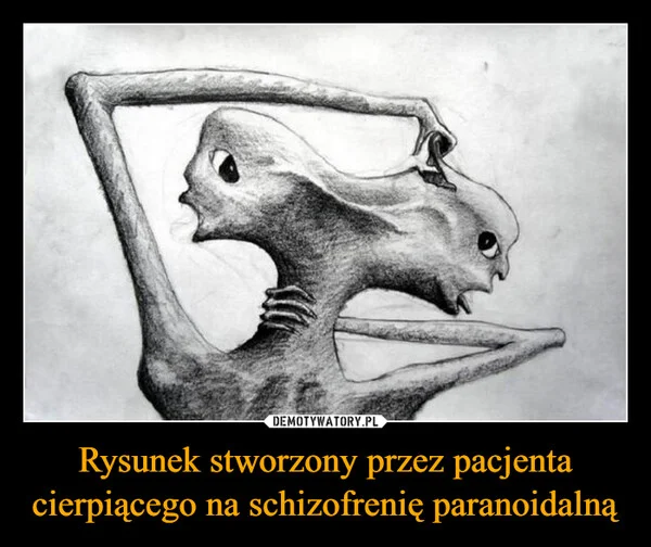 Rysunek stworzony przez pacjenta cierpiącego na schizofrenię paranoidalną
