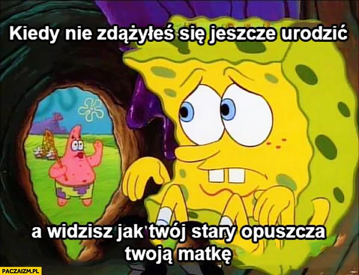 
    Kiedy nie zdążyłeś się jeszcze urodzić a widzisz jak Twój stary opuszcza Twoją matkę Spongebob