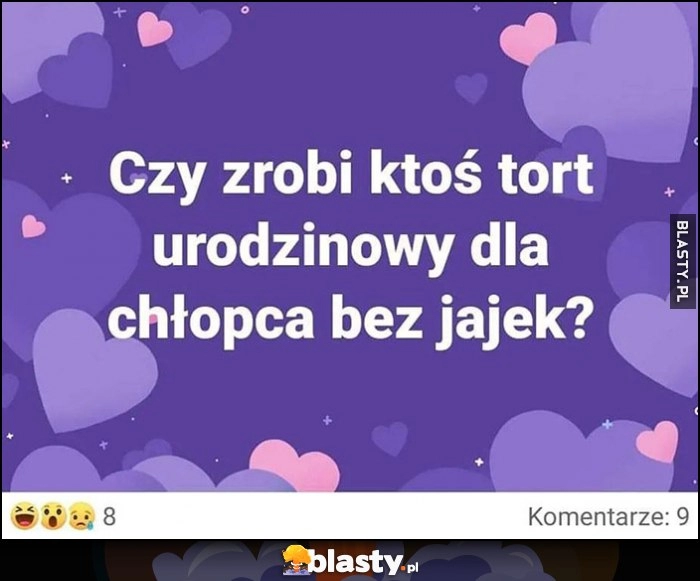 
    Czy zrobi ktoś tort urodzinowy dla chłopca bez jajek? Pytanie na facebooku