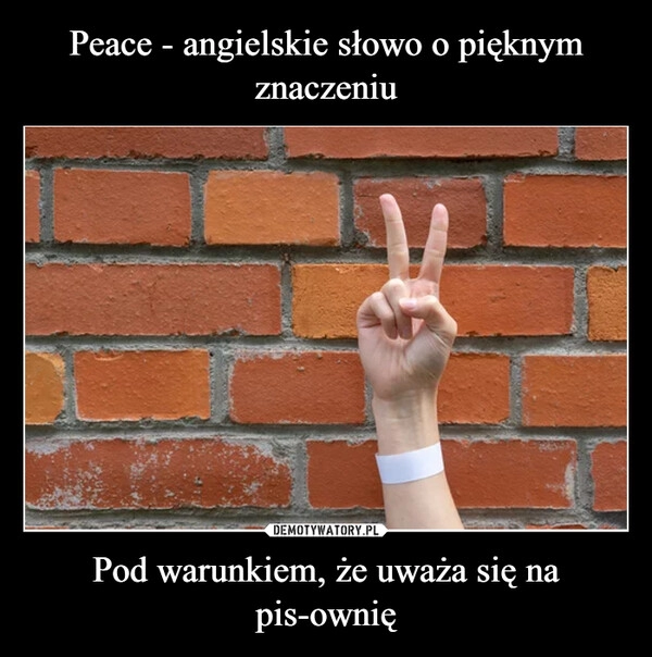 
    Peace - angielskie słowo o pięknym znaczeniu Pod warunkiem, że uważa się na pis-ownię