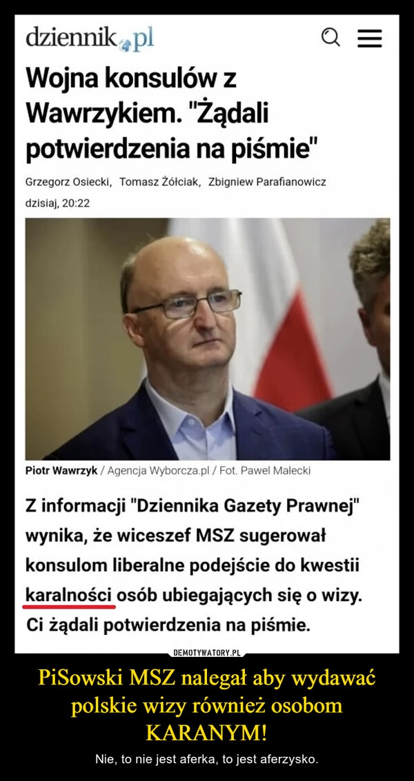 
    PiSowski MSZ nalegał aby wydawać polskie wizy również osobom KARANYM!