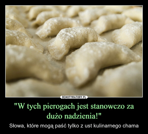 
    "W tych pierogach jest stanowczo za dużo nadzienia!"