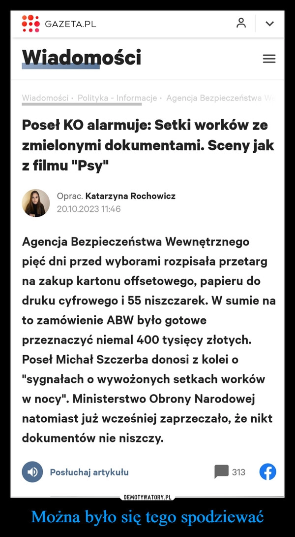 
    Można było się tego spodziewać