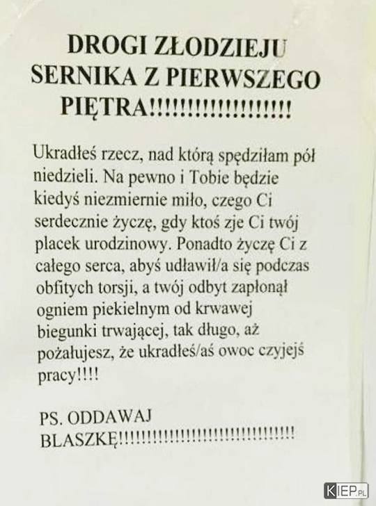 
    Sernikowy złodziejaszek