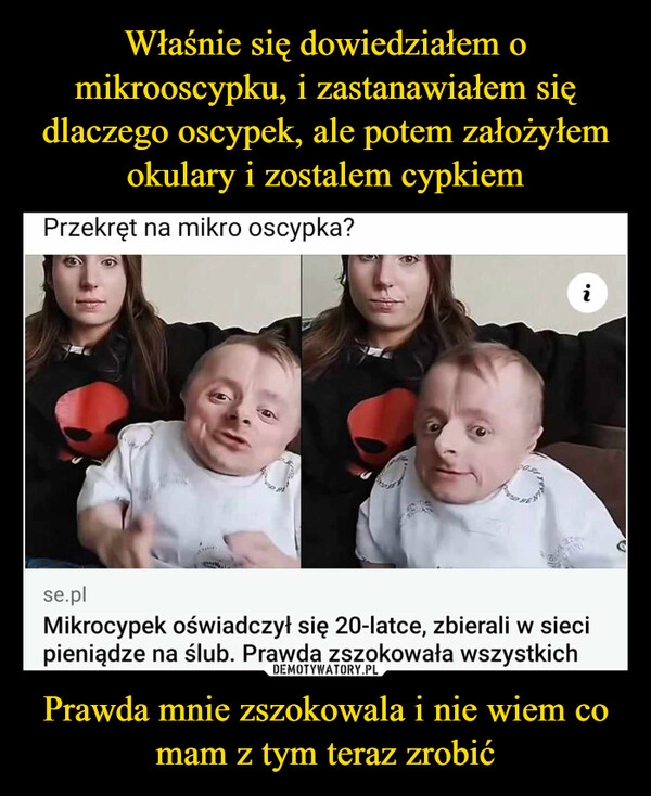 
    Właśnie się dowiedziałem o mikrooscypku, i zastanawiałem się dlaczego oscypek, ale potem założyłem okulary i zostalem cypkiem Prawda mnie zszokowala i nie wiem co mam z tym teraz zrobić