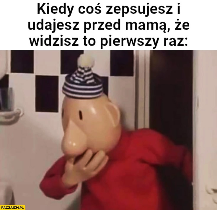 
    Kiedy coś zepsujesz i udajesz przed mamą, że widzisz to pierwszy raz bajka Sąsiedzi