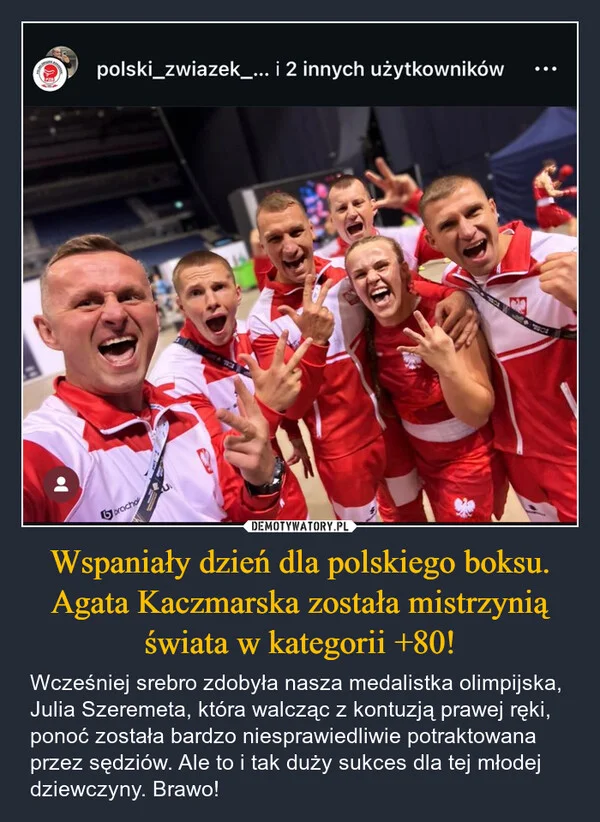 
    Wspaniały dzień dla polskiego boksu. Agata Kaczmarska została mistrzynią świata w kategorii +80!