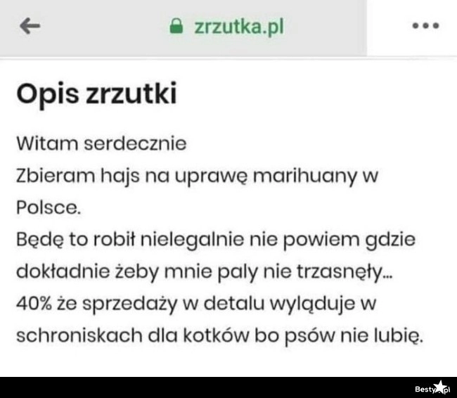 
    Zrzutka w szlachetnym celu 