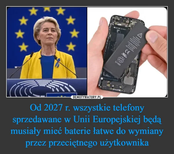 
    Od 2027 r. wszystkie telefony sprzedawane w Unii Europejskiej będą musiały mieć baterie łatwe do wymiany przez przeciętnego użytkownika
