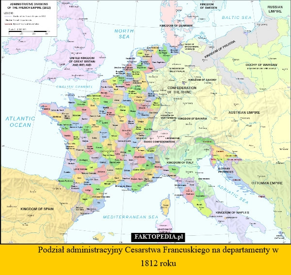 
    Podział administracyjny Cesarstwa Francuskiego na departamenty w 1812 roku