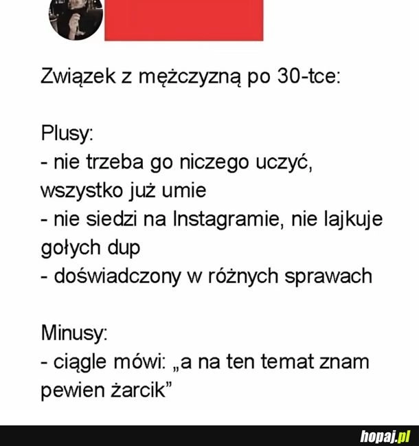 Związek z mężczyzną po 30