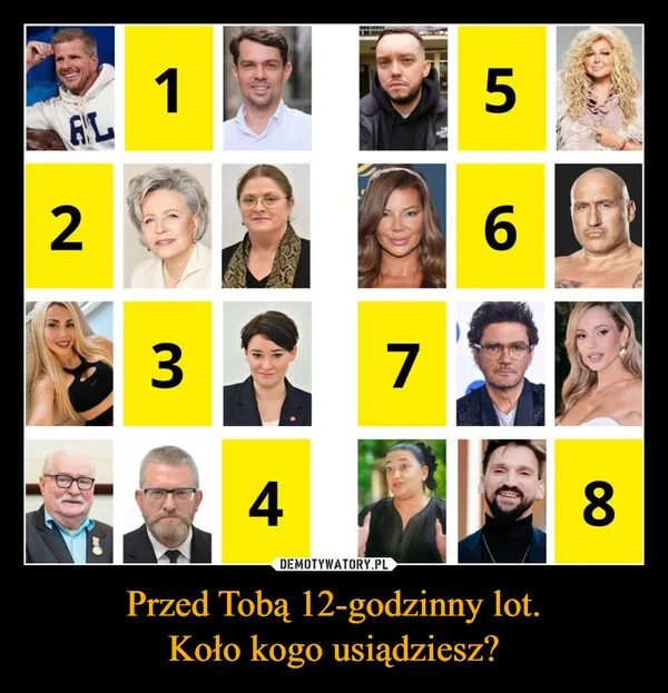 
    Przed Tobą 12-godzinny lot. Koło kogo usiądziesz?